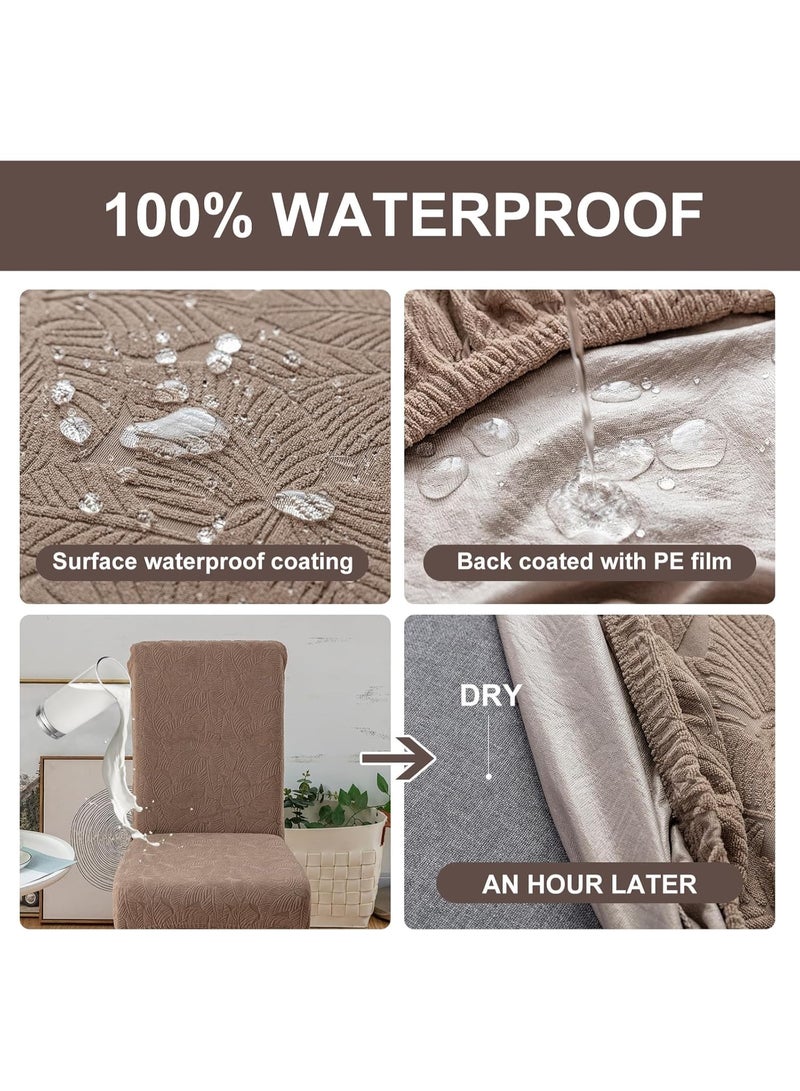 6 PCS Waterproof Chair Covers for Dining Room, Stretch Jacquard Dining Chair Slipcovers, Removable Washable Chair Protector for Kitchen, Hotel, Restaurant - Image 4